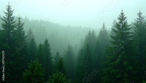 Misty Mountain Forest: A Serene Landscape