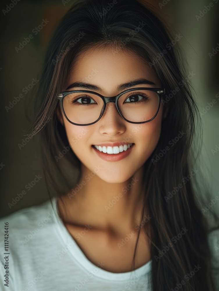 Portrait of a Smiling Woman with Glasses Portrait of a Smiling Woman with Glasses