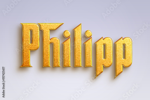 Gold text effect of Deutsche name Philipp on light-blue background. photo