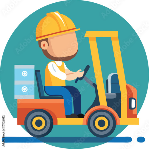 isolated forklift warehouse logistics industry vehicle driving vector illustration graphic design artwork