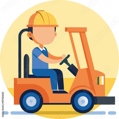 isolated forklift warehouse logistics industry vehicle driving vector illustration graphic design artwork