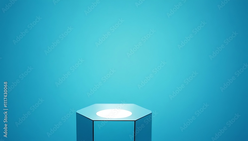 Wooden hexagon on blue background. , geometry, no people, photography, copy space, 10 Wooden hexagon on blue background. , geometry, no people, photography, copy space, 10