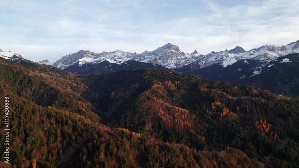Serene Swiss Scene: peaceful nature aerial of alpine forests and peaks, 4K Serene Swiss Scene: peaceful nature aerial of alpine forests and peaks, 4K