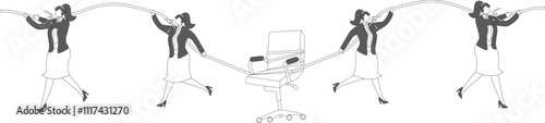 Career aspirations and competition for jobs, higher career aspirations, career achievement or success, career growth or advancement, a group of businesswomen competing for the vacant big office chairs
