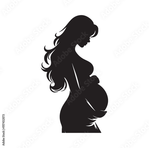 Pregnant woman silhouette vector illustration
