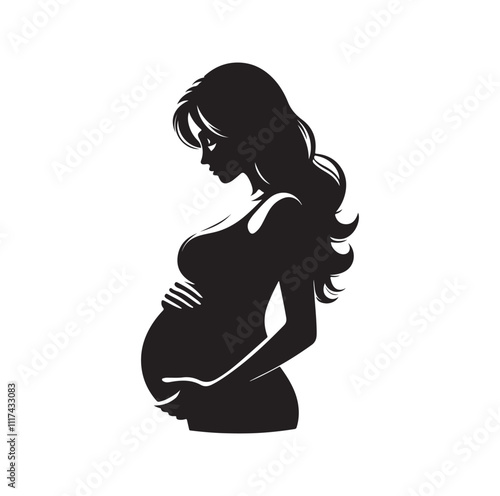 Pregnant woman silhouette vector illustration
