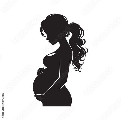 Pregnant woman silhouette vector illustration
