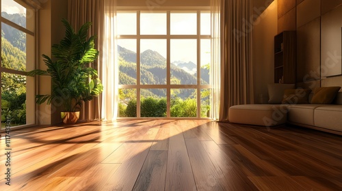 A design showcasing the beauty of wood-tone hardwood flooring in a modern interior setting