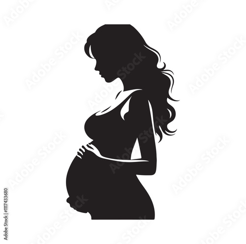 Pregnant woman silhouette vector illustration

