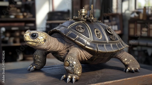 Steampunk Turtle with Machinery on its Back