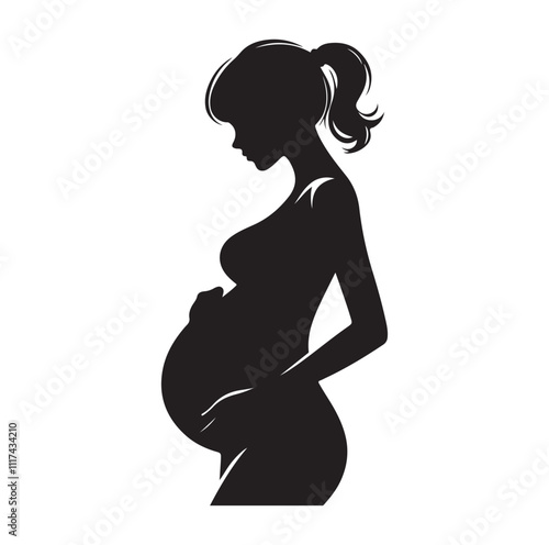 Pregnant woman silhouette vector illustration
