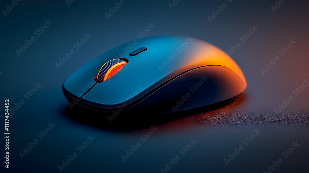 3D Render Wireless Mouse, Dark Blue 3D Render Wireless Mouse, Dark Blue
