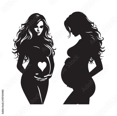 Pregnant woman silhouette vector illustration
