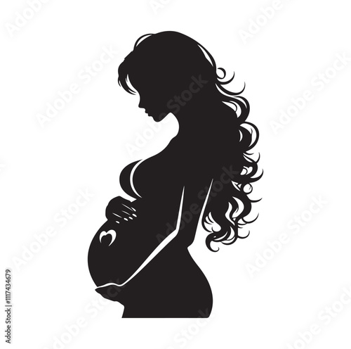 Pregnant woman silhouette vector illustration

