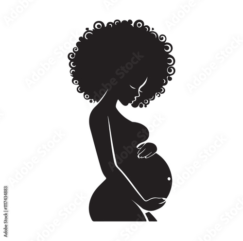 Pregnant woman silhouette vector illustration
