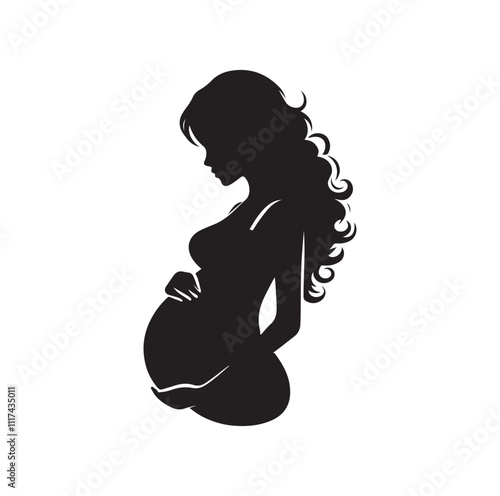 Pregnant woman silhouette vector illustration
