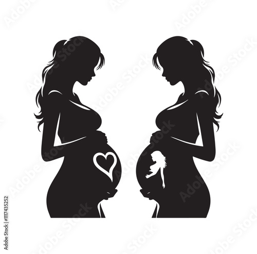 Pregnant woman silhouette vector illustration
