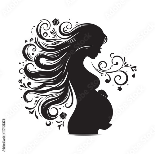 Pregnant woman silhouette vector illustration
