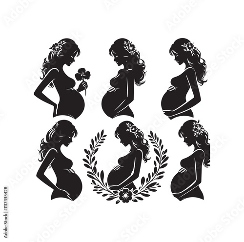 Pregnant woman silhouette vector illustration
