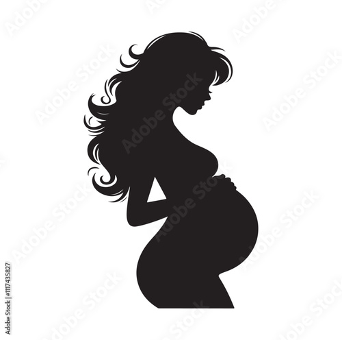Pregnant woman silhouette vector illustration
