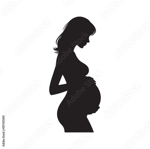 Pregnant woman silhouette vector illustration
