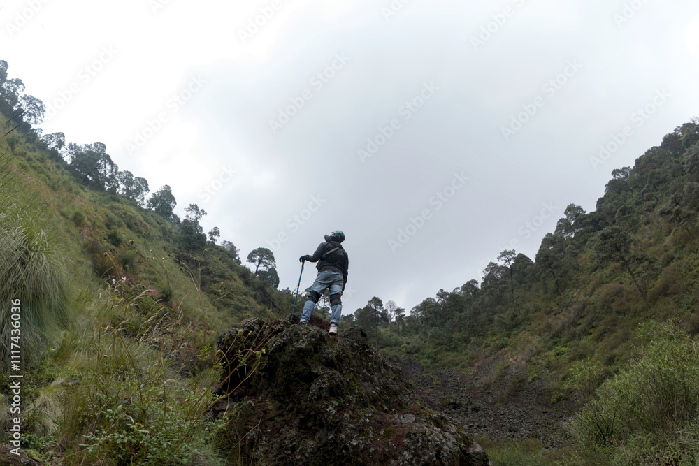Hiking at Volcano El Ajusco in Mexico City on a Cloudy Day Hiking at Volcano El Ajusco in Mexico City on a Cloudy Day