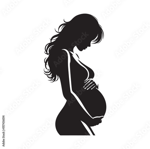 Pregnant woman silhouette vector illustration
