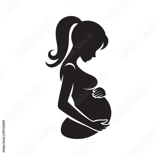 Pregnant woman silhouette vector illustration