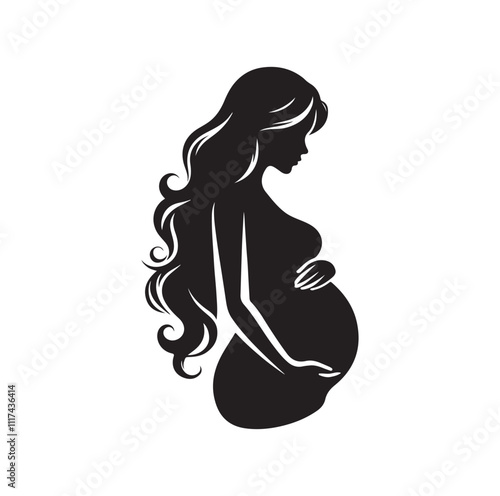 Pregnant woman silhouette vector illustration