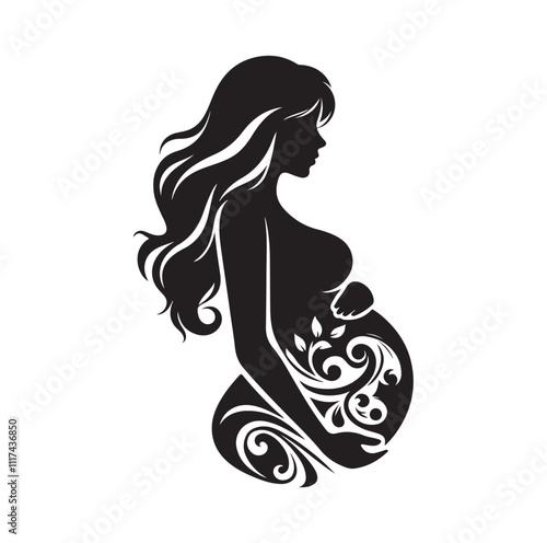 Pregnant woman silhouette vector illustration