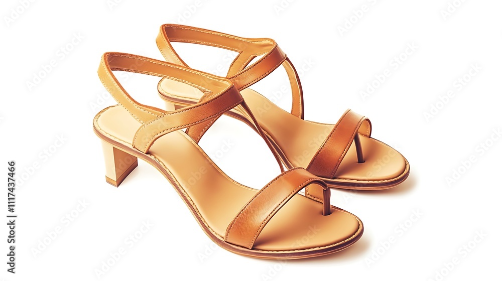 Tan Leather Sandals with Ankle Strap Tan Leather Sandals with Ankle Strap
