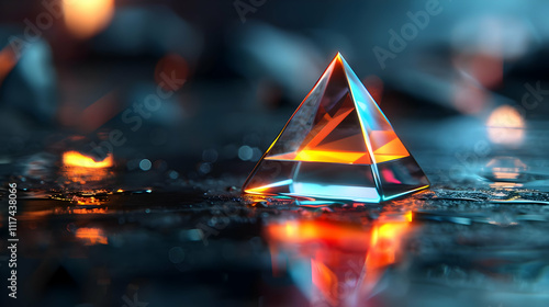 Glass Pyramid 3D Render Abstract Background