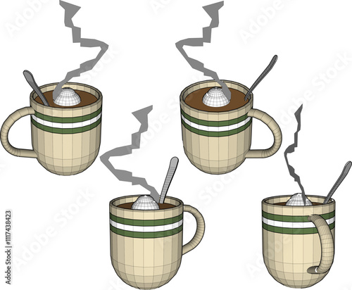 Adobe Illustrator ArtworkVector sketch illustration of silhouette design of hot coffee creamer drink with steaming smoke