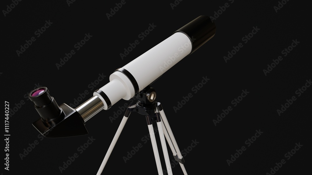 telescope on a black background 3D computer generated image telescope on a black background 3D computer generated image