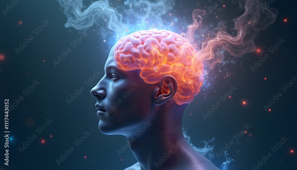 Illuminated Mind: A 3D Render of a Human Brain Glowing with Energy and Ideas Illuminated Mind: A 3D Render of a Human Brain Glowing with Energy and Ideas