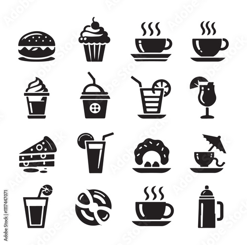 restaurant icon set silhouette vector illustration