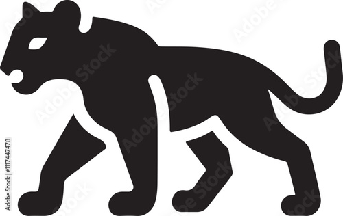 panther icon minimal silhouette style vector art illustration on a white background.
 photo