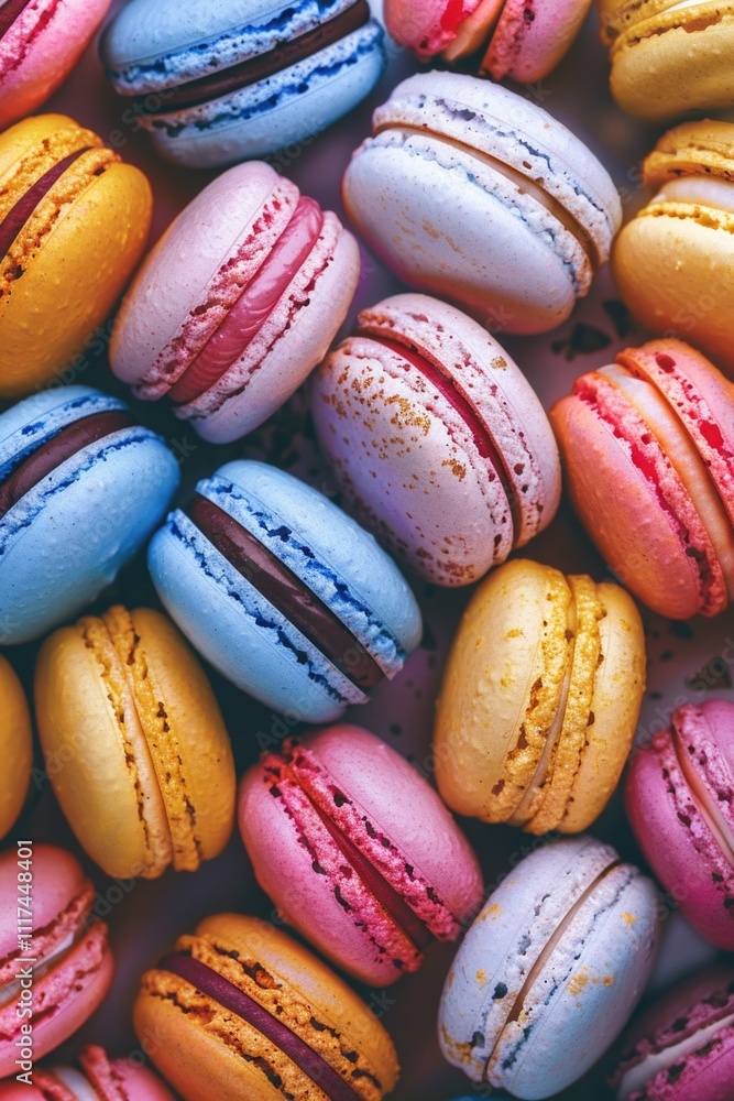 Colorful macaroon cookies in a pile. Colorful macaroon cookies in a pile.