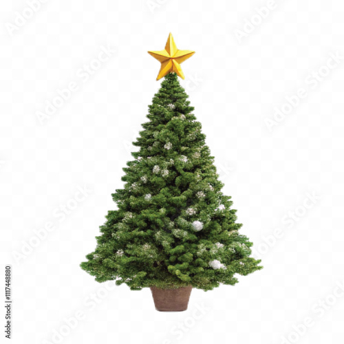 
3d Decorated green Christmas tree in different style isolated on white background
