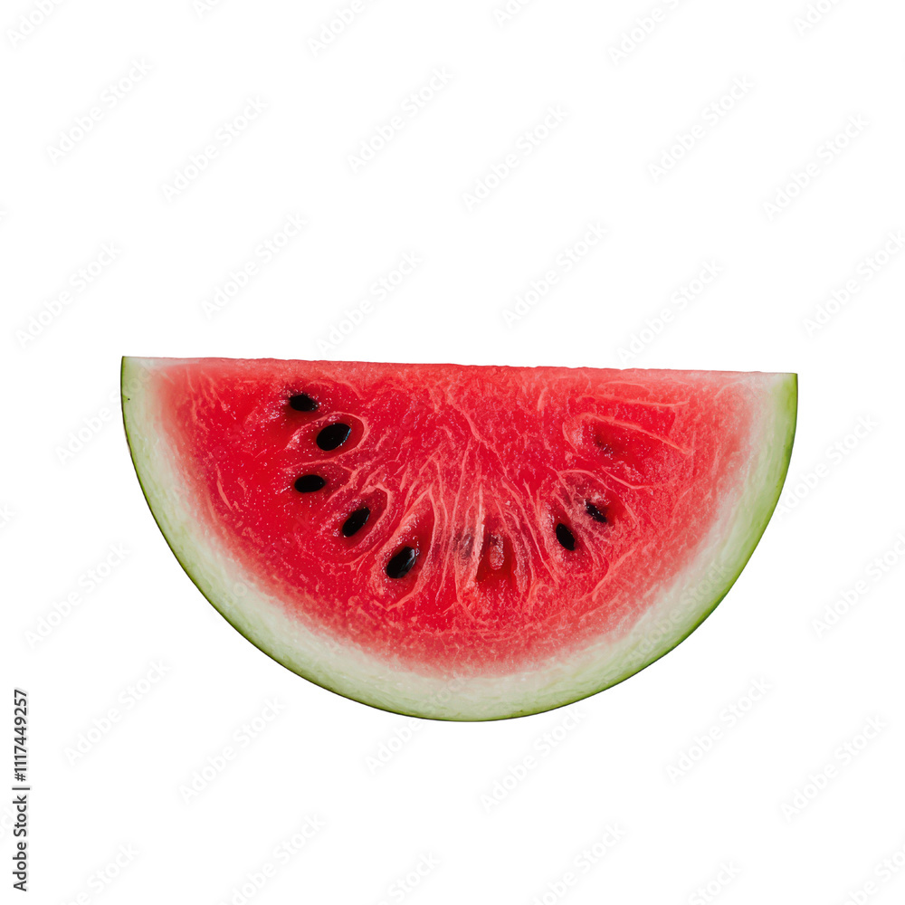Fresh watermelon slice with vibrant red flesh and green rind, perfect for summer. Enjoy its juicy sweetness and refreshing taste isolated on transparent background Fresh watermelon slice with vibrant red flesh and green rind, perfect for summer. Enjoy its juicy sweetness and refreshing taste isolated on transparent background