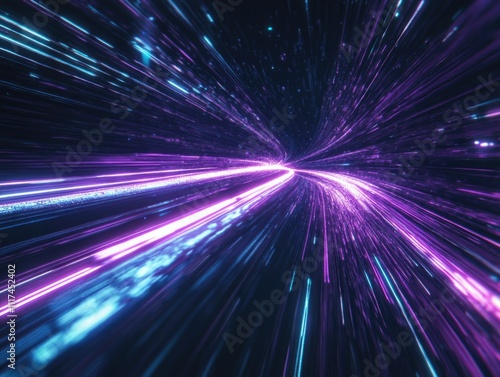 Epic space adventure with neon-lit galactic tunnel