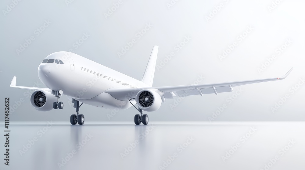 3D Aircraft Model with Empty Background in Minimalist Scene 3D Aircraft Model with Empty Background in Minimalist Scene