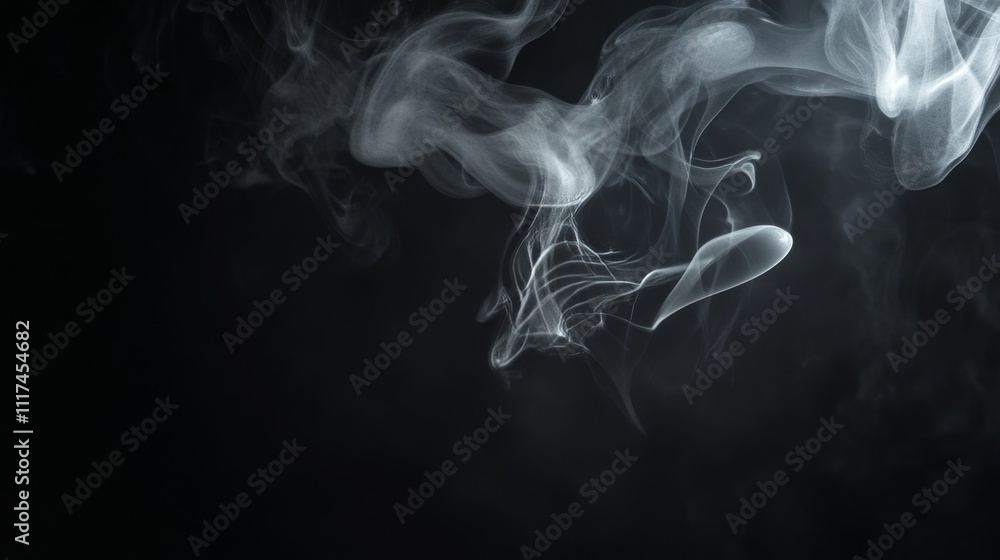 Fototapeta premium Ethereal white smoke swirling elegantly against dark background