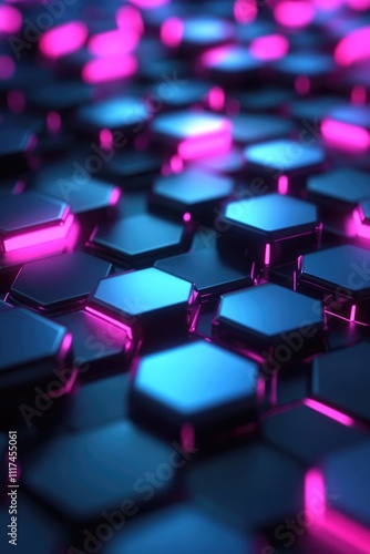 Digital artwork showing vibrant glowing cubes in a geometric pattern.