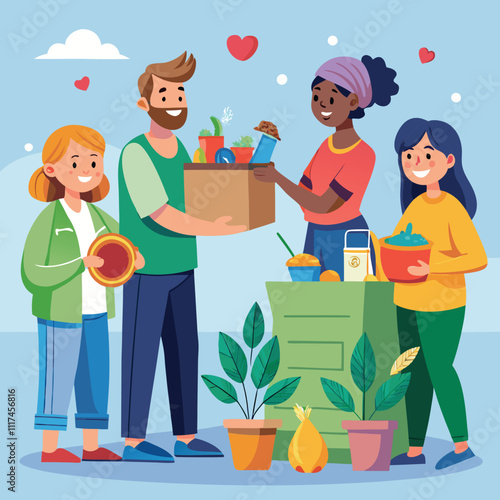 food donating to poor people helping poor people vector illustration graphic design artwork