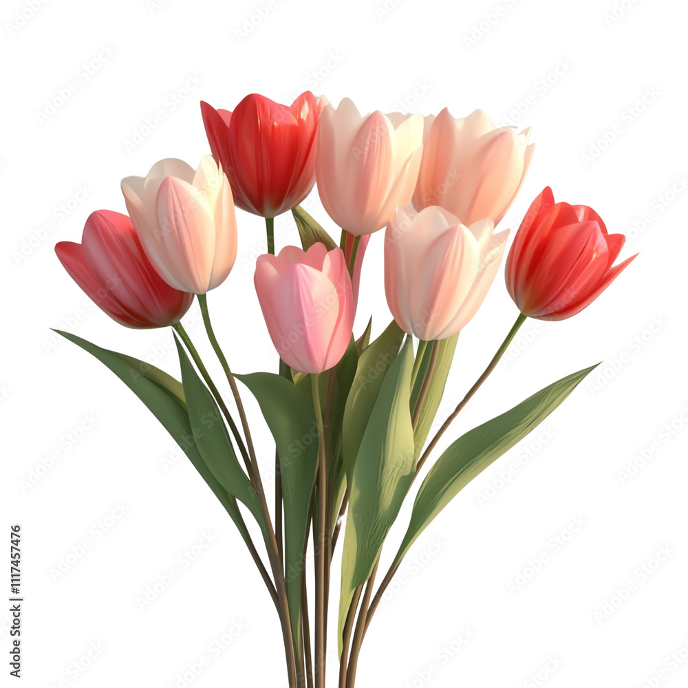 Colorful tulips bouquet, transparent background Colorful tulips bouquet, transparent background
