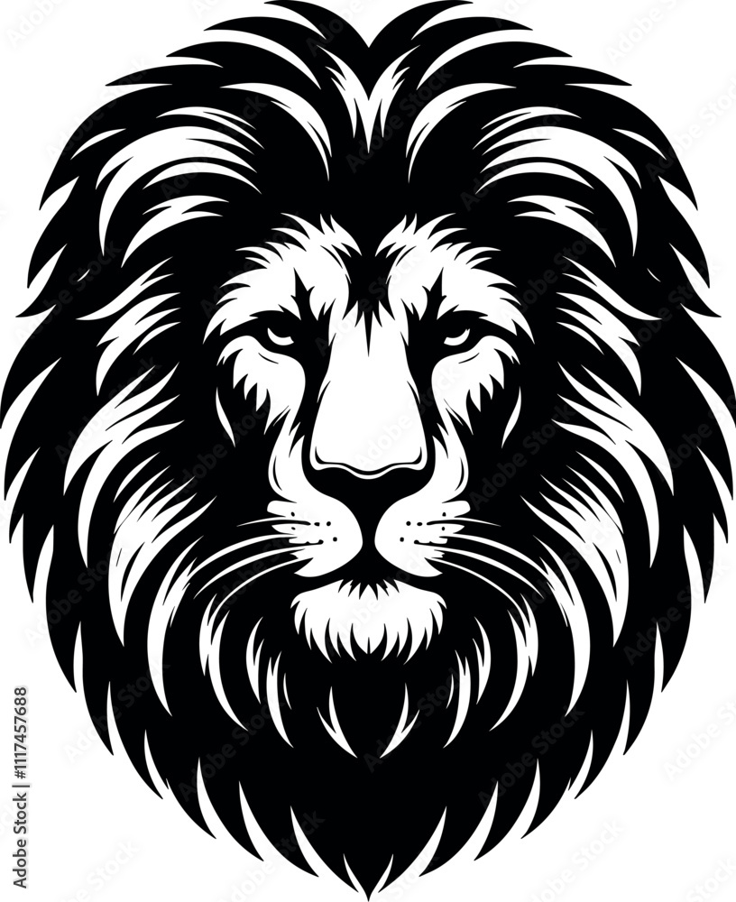 Obraz premium Lion Silhouette - Black Vector Cricut Design for T-Shirt Printing