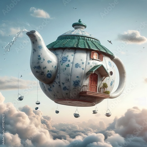 81 Flying Teapot Home A whimsical teapot transformed into a flyi photo