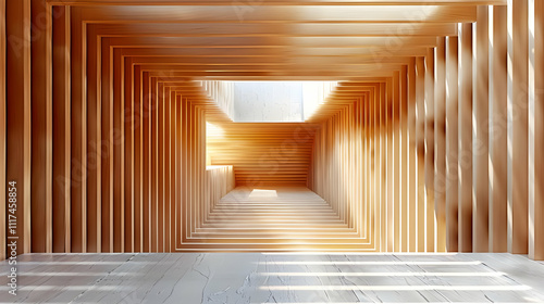 Wooden Tunnel 3D Illustration Background