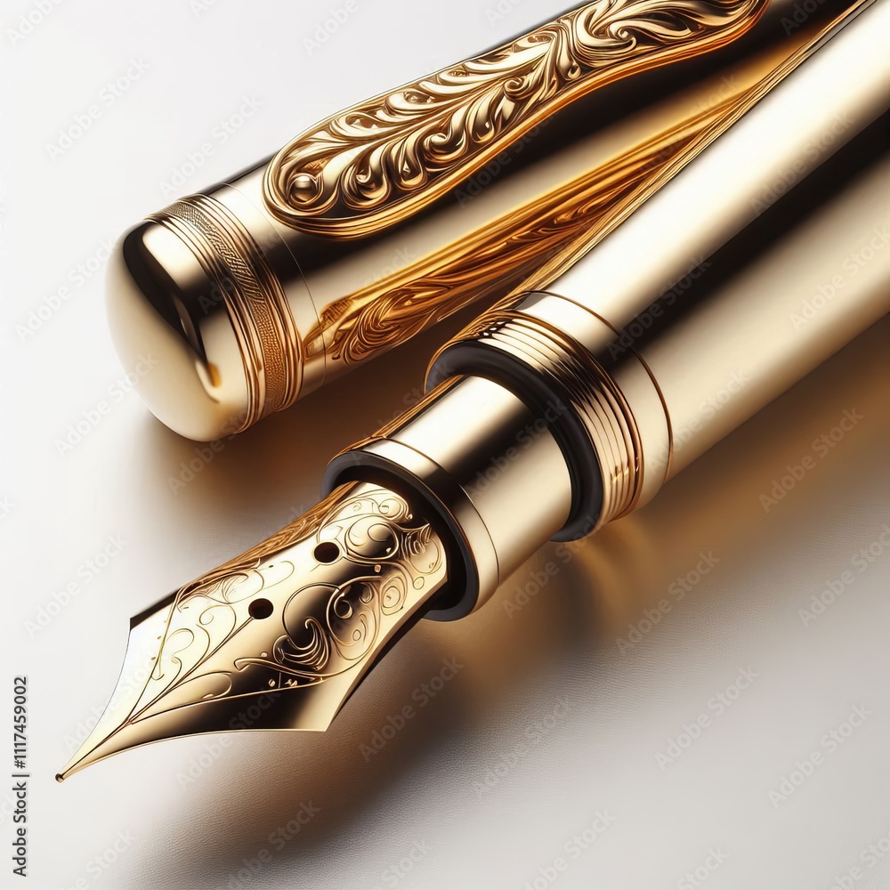 Naklejka premium 49 Fountain Pen A luxurious fountain pen with a shiny gold nib r